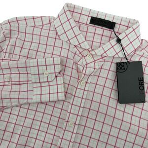 G/FORE Golf Shirt Mens Large Pink White Tattersall Check BNWT Button Down